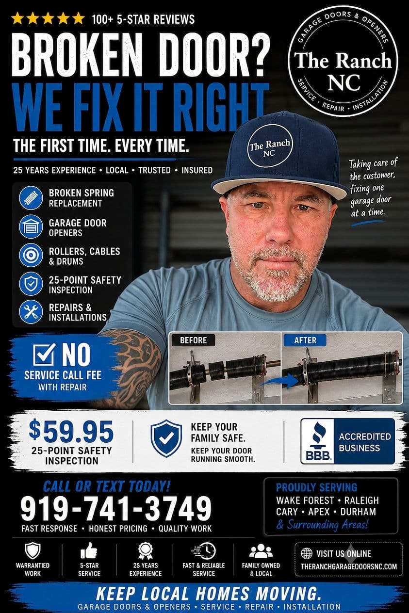 Project The Ranch NC Fixes Broken Garage Door Springs Right the First Time image