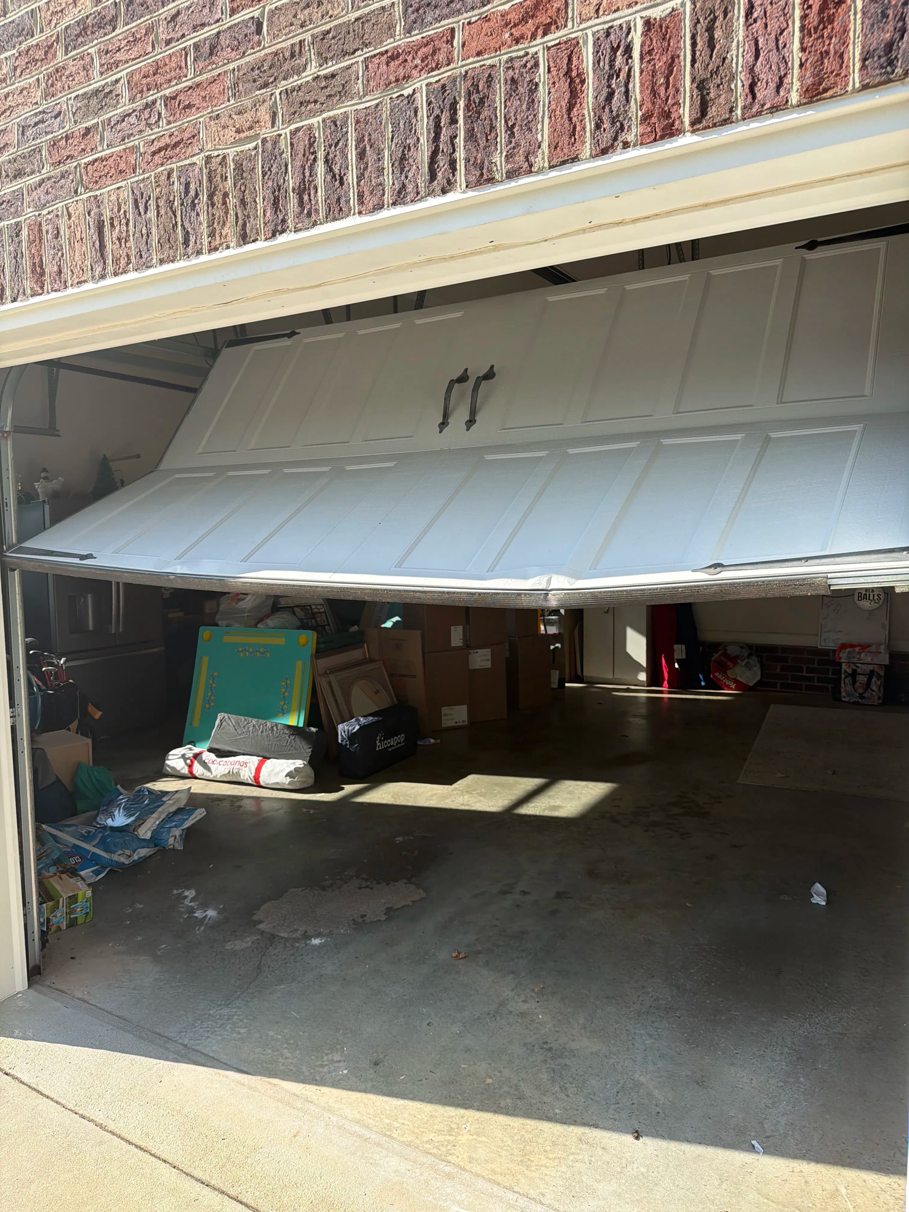 Project Crooked Hung Garage Door Fixed and Upgraded in Wake Forest image