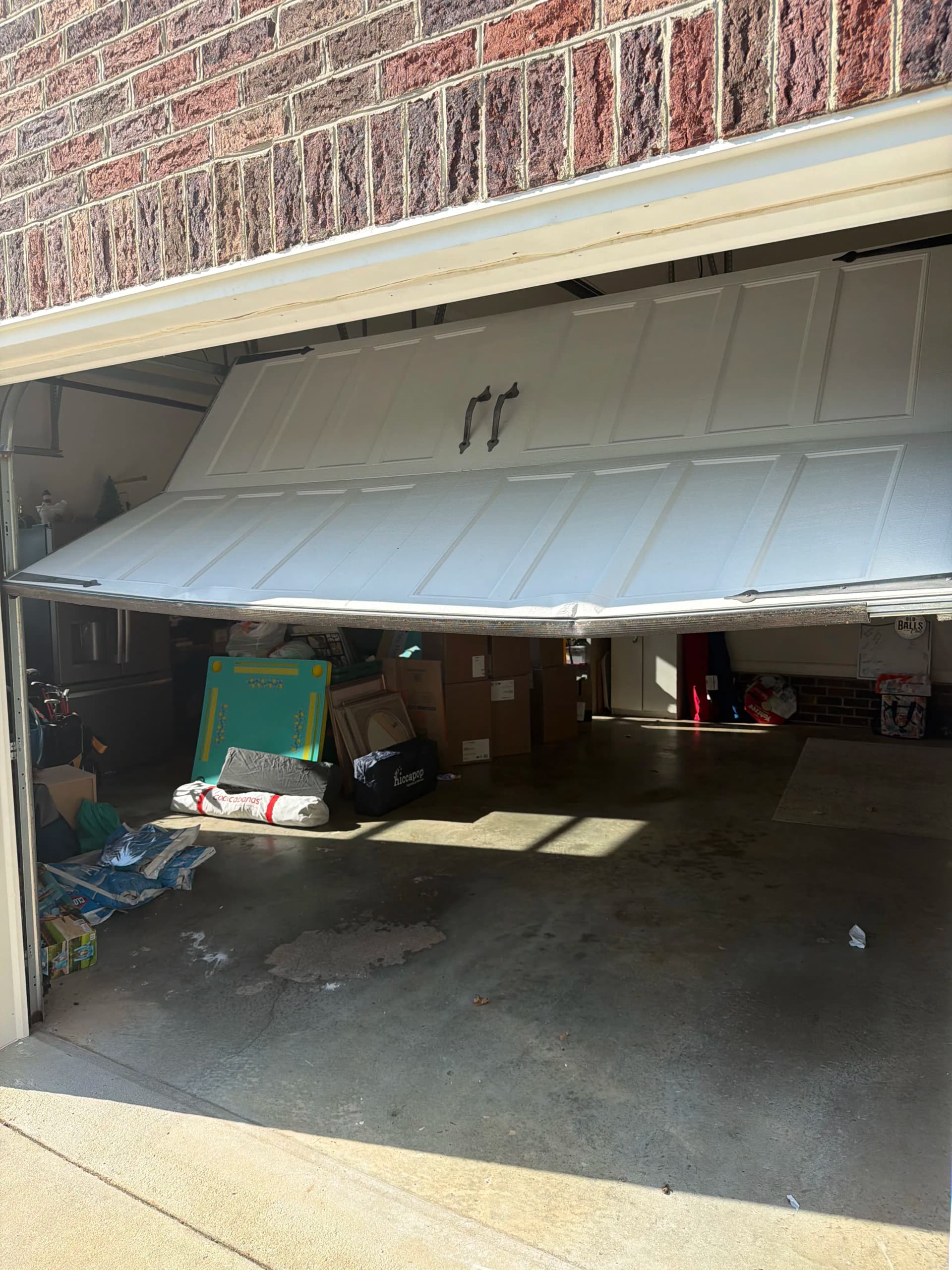 Crooked Hung Garage Door Fixed and Upgraded in Wake Forest image